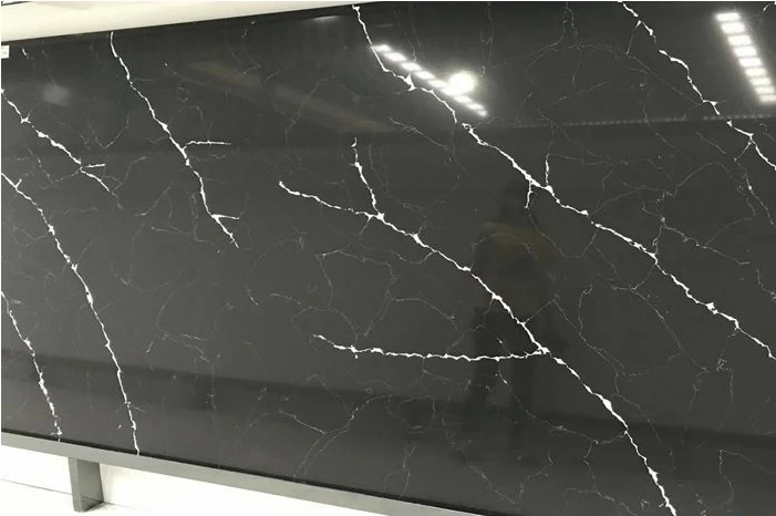 Calacatta Black Quartz slab