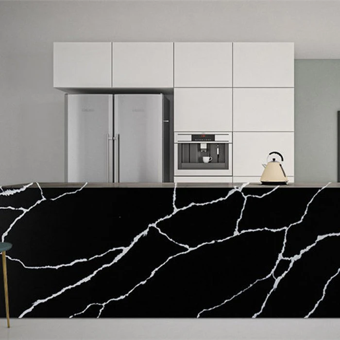 Calacatta Black Quartz Countertop Island bar top